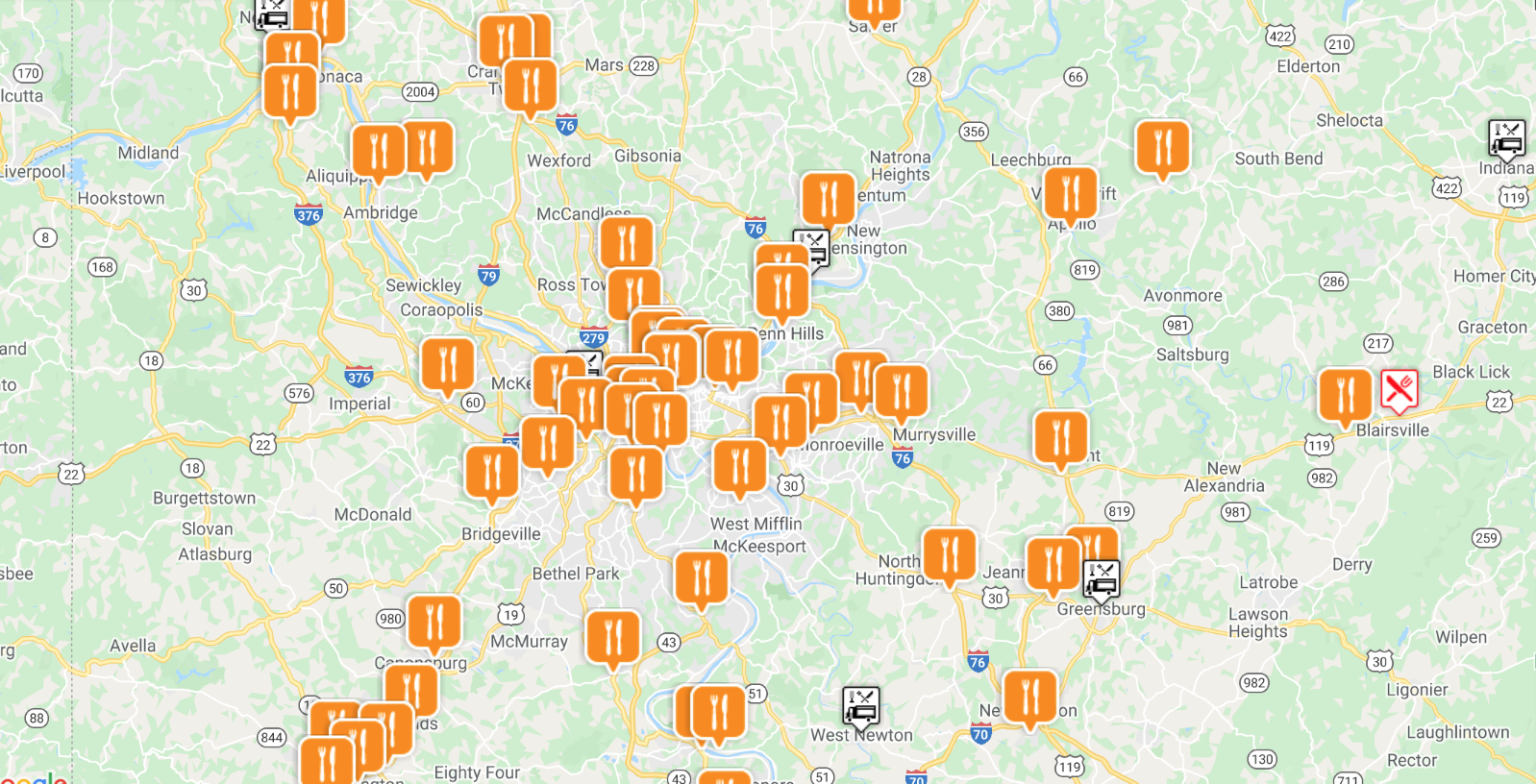 Western PA BBQ map